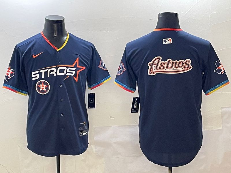 Men Houston Astros Blank Drak Blue Fourth generation Joint Name 2025 Nike MLB Jersey style 12